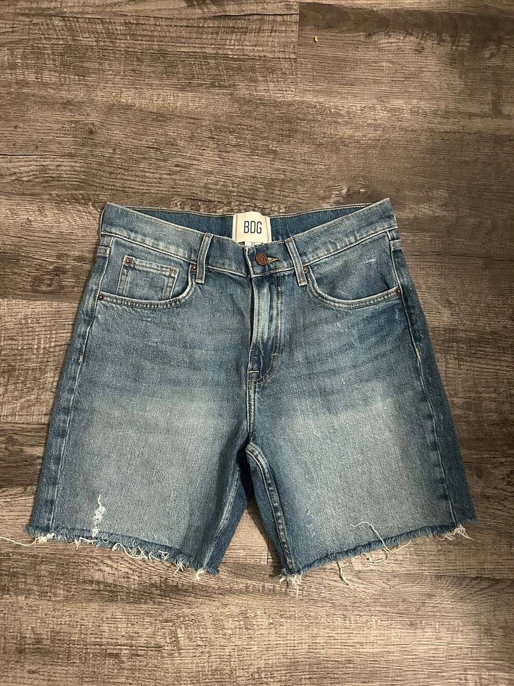 BDG 90s Longline Raw Hem Denim Shorts Size 27